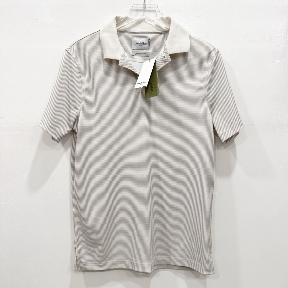 Goodfellow Short Sleeve Stripe Polo Shirt Men’s Standard Fit Medium